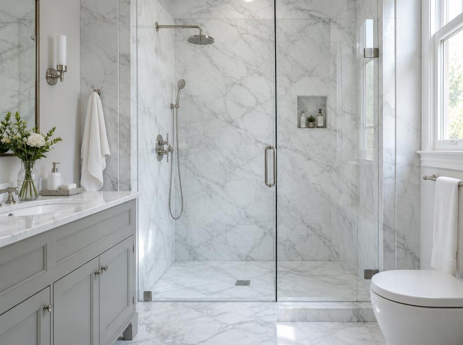 Bathroom finished in Italian marble